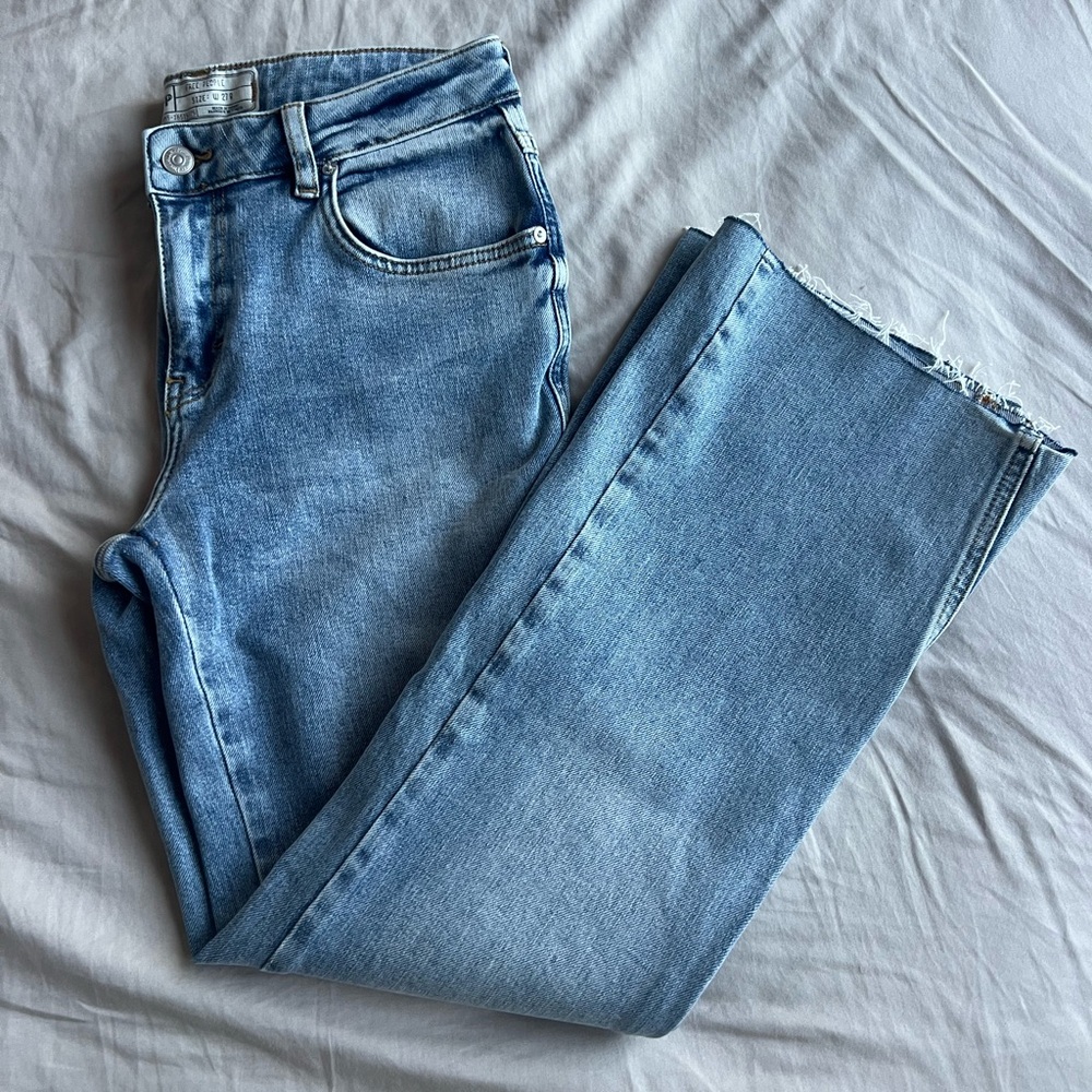 Free People Light Blue Straight Leg Flared Jeans
